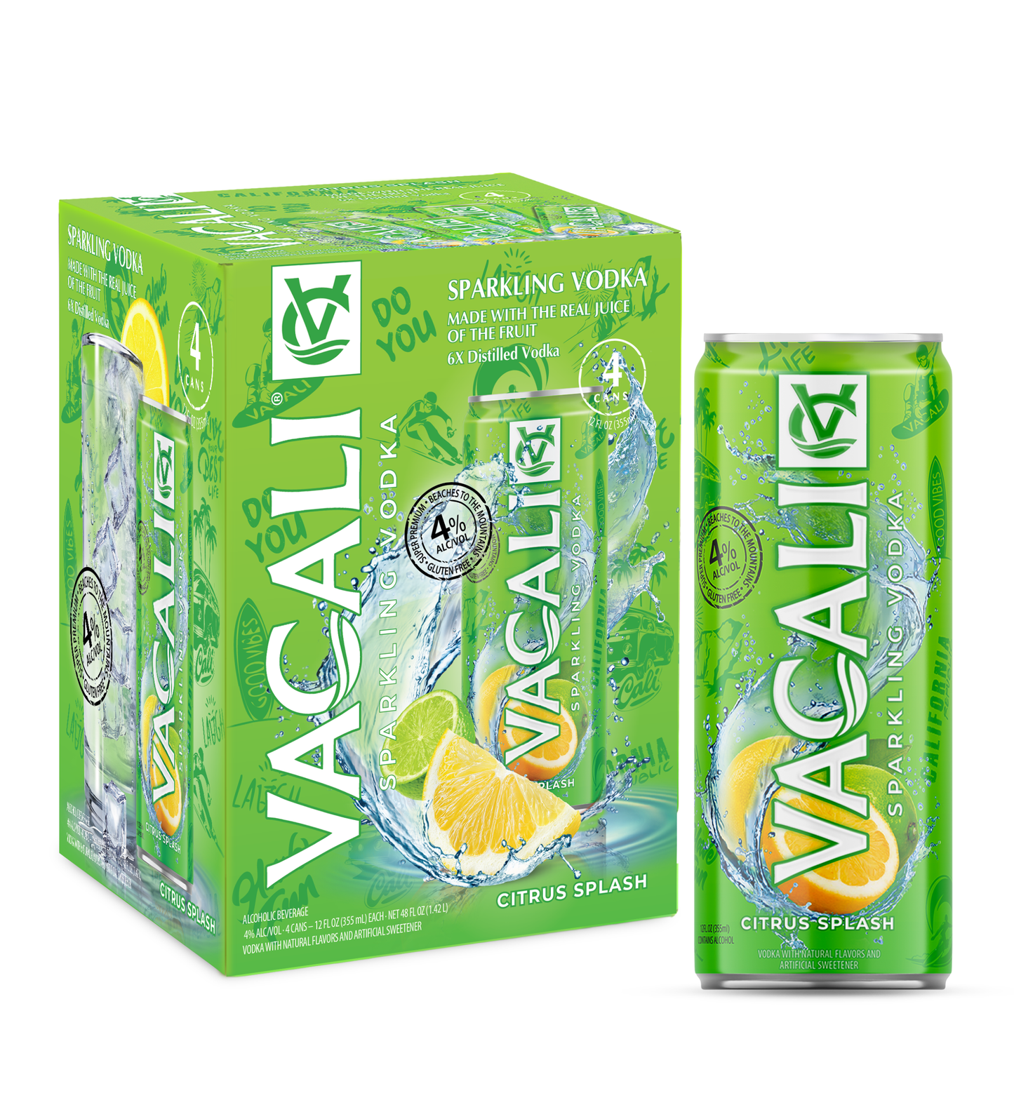 VACALI Citrus Splash Sparkling Vodka 4% ABV (12oz)