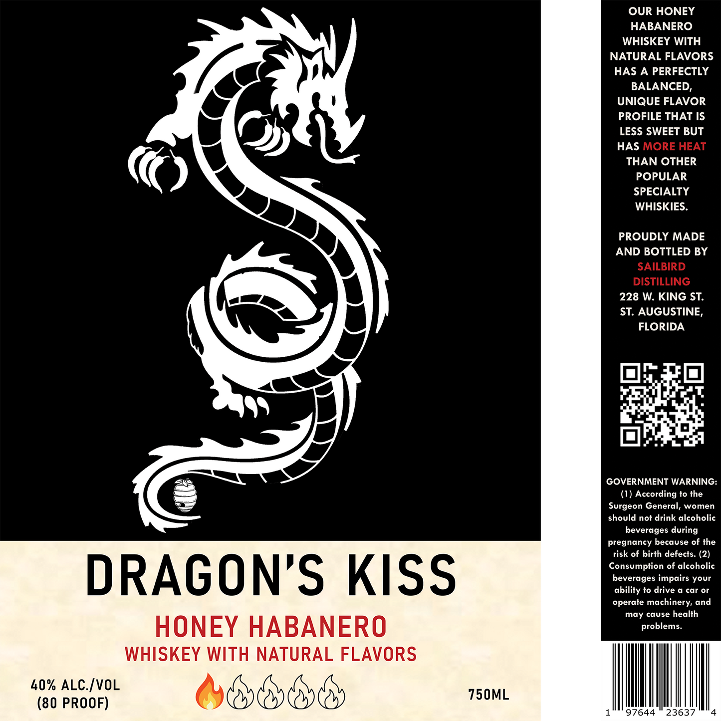 Dragon's Kiss 1x Honey Habanero Whiskey 40% ALC./VOL (80 PROOF) - 750ML