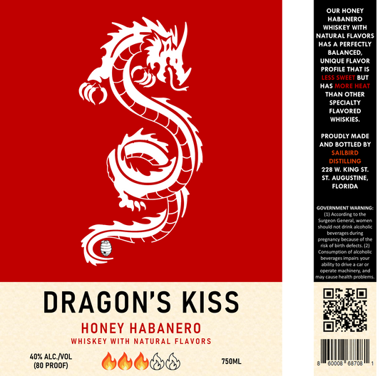 Dragon's Kiss 3x Honey Habanero Whiskey 40% ALC./VOL (80 PROOF) - 750ML