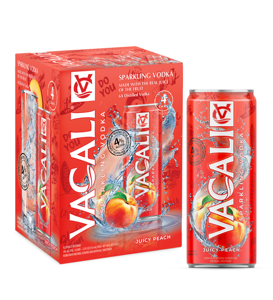 VACALI Juicy Peach Sparkling Vodka 4% ABV (12oz)