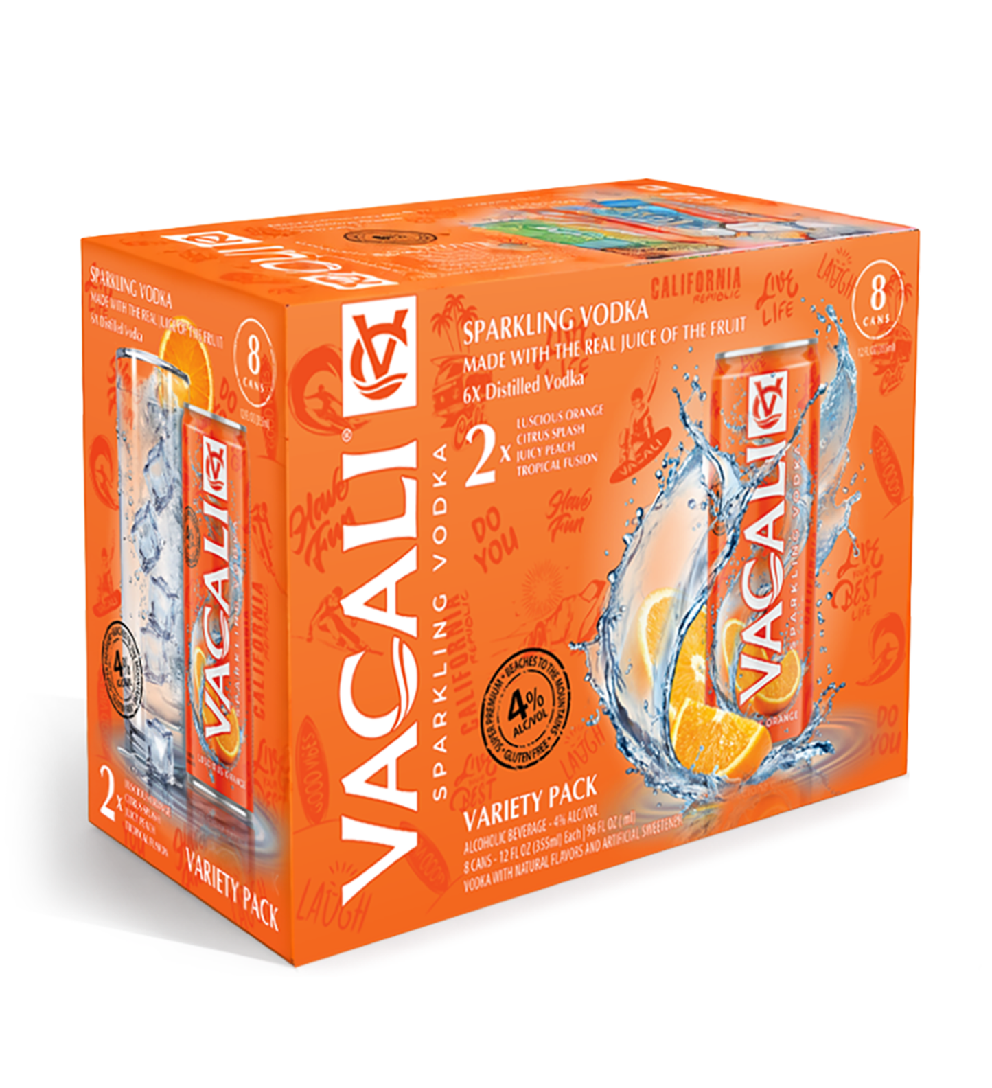 VACALI Sparkling Vodka Variety 8-Pack 4% ABV (12oz Cans)