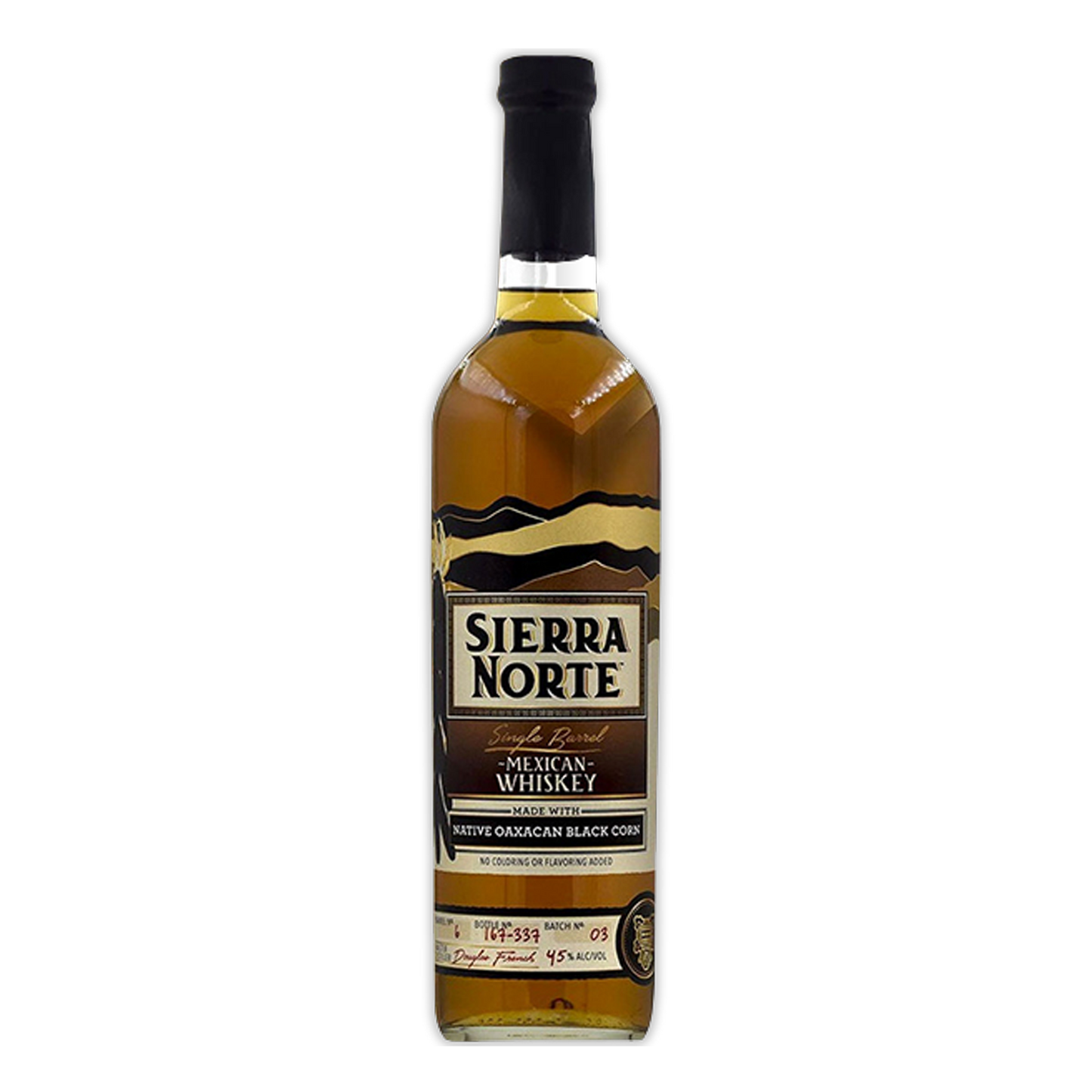 Sierra Norte Single Barrel Mexican Whiskey Native Oaxacan Black Corn 45% ABV / 90 PROOF (750mL)