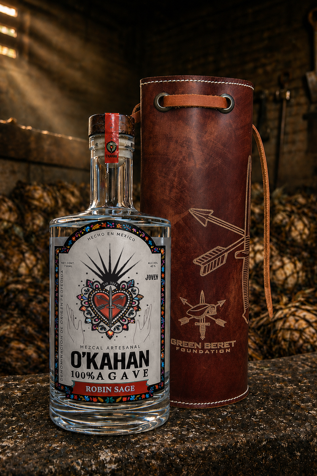 O'Kahan Agave "ROBIN SAGE" Angustifolia-Convallis Ensamble Mezcal Artesanal 45% ABV (750mL)