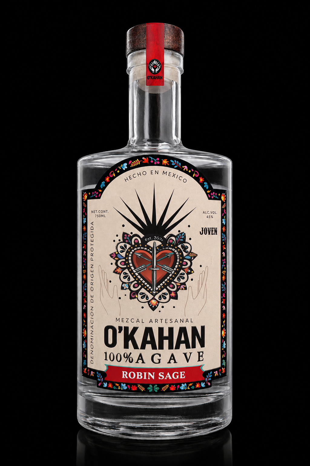 O'Kahan Agave "ROBIN SAGE" Angustifolia-Convallis Ensamble Mezcal Artesanal 45% ABV (750mL)