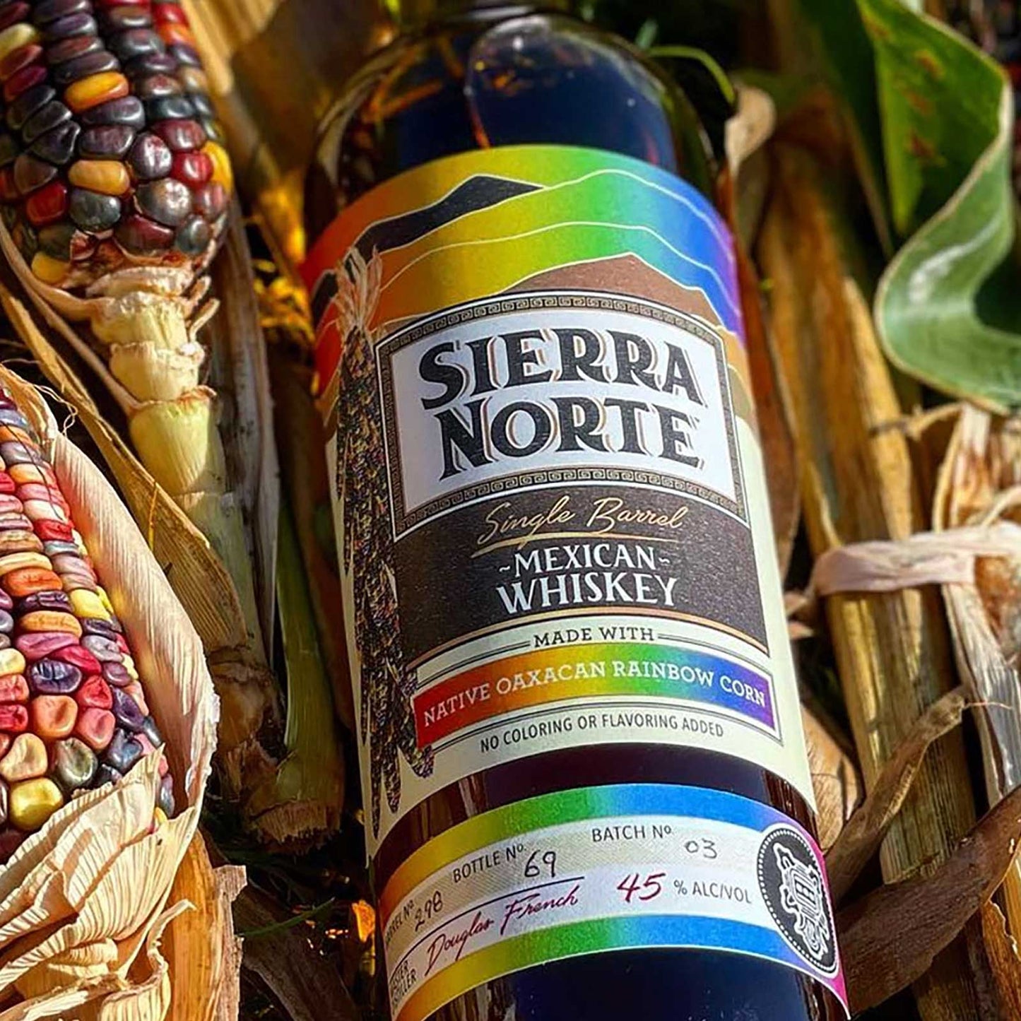 Sierra Norte Single Barrel Mexican Whiskey Native Oaxacan Rainbow Corn 45% ABV / 90 PROOF (750mL)