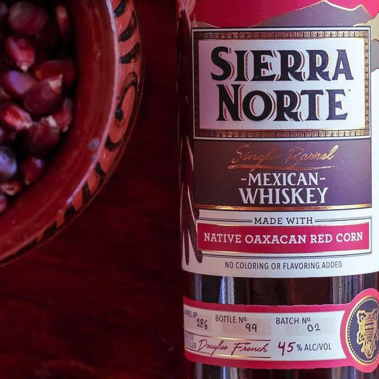 Sierra Norte Single Barrel Mexican Whiskey Native Oaxacan Red Corn 45% ABV / 90 PROOF (750mL)