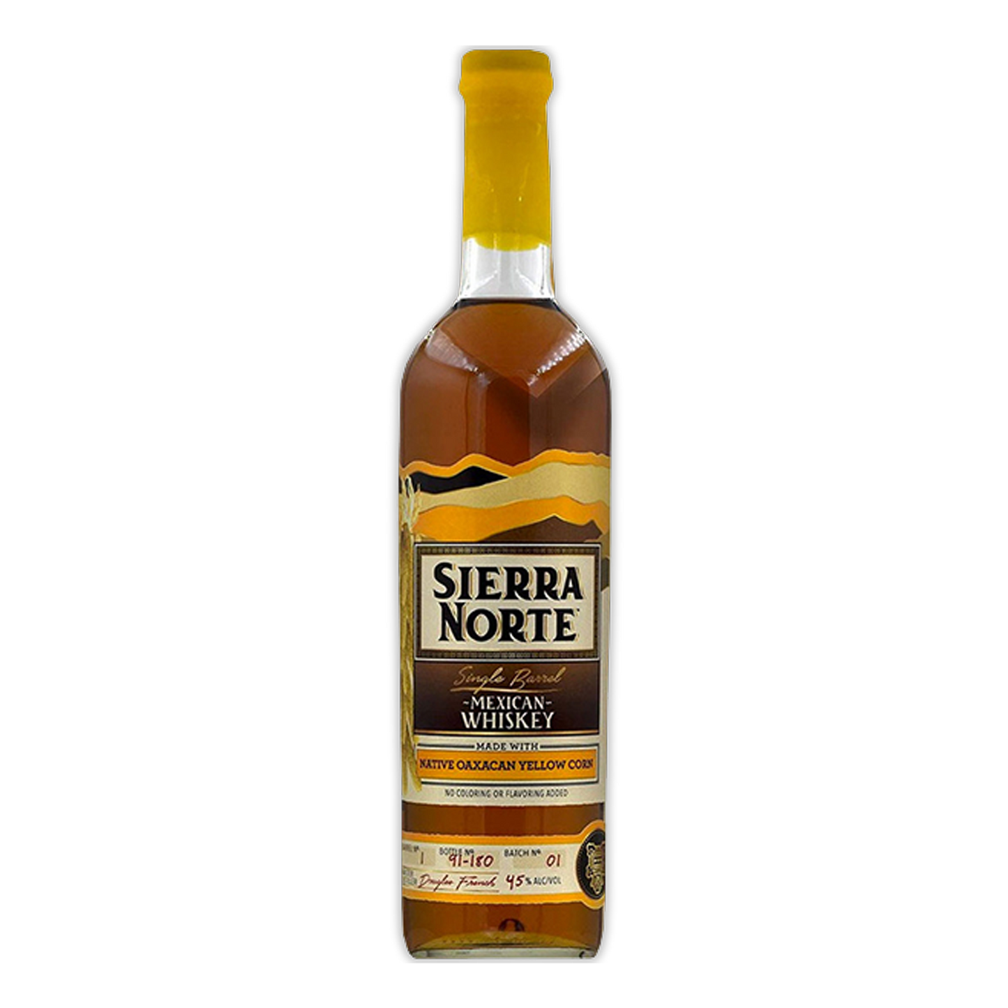 Sierra Norte Single Barrel Mexican Whiskey Native Oaxacan Yellow Corn 45% ABV / 90 PROOF (750mL)